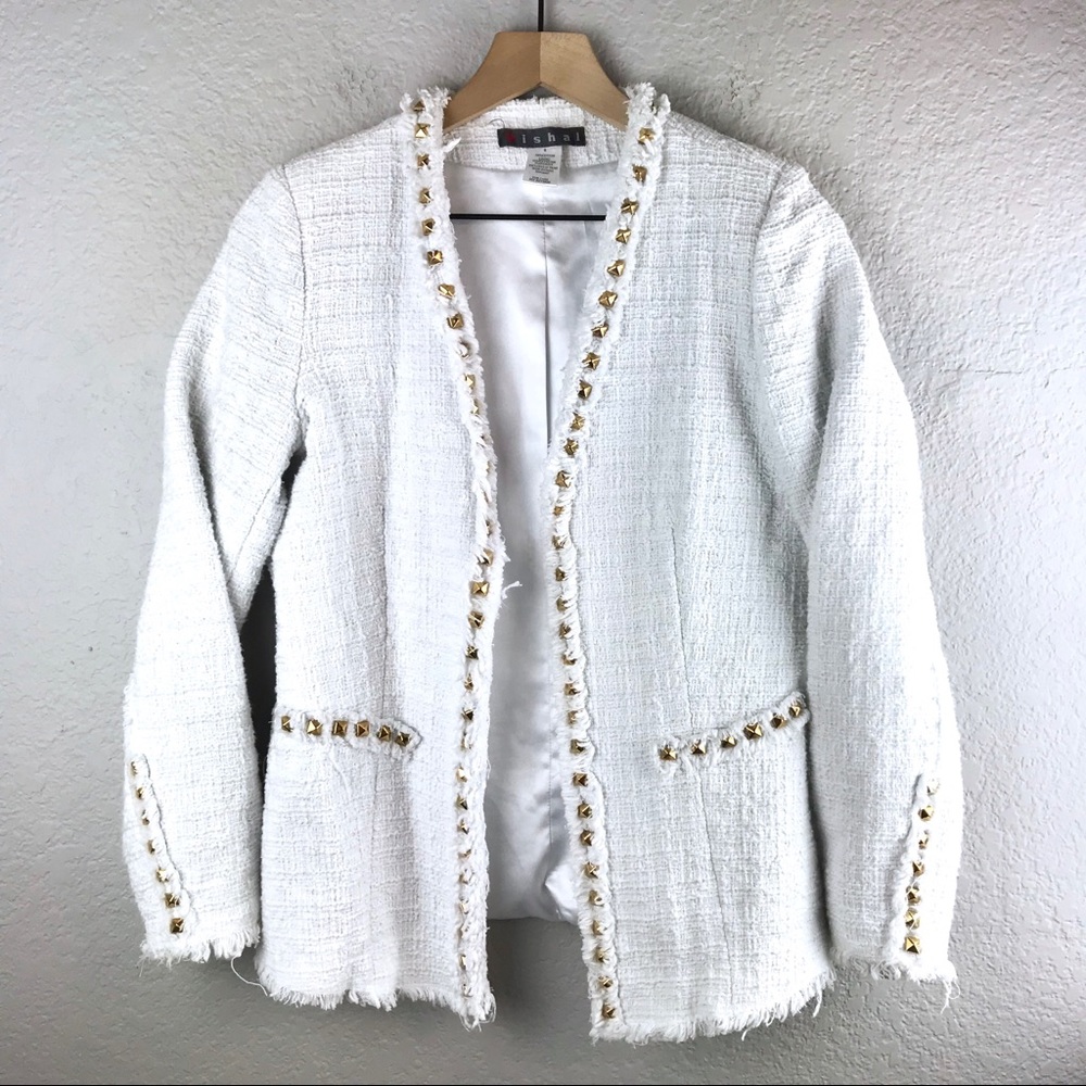 Vishal Vintage Tweed Gold Stud Blazer